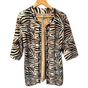 SilkLand long Tiger stripe blazer jacket with grommet detail